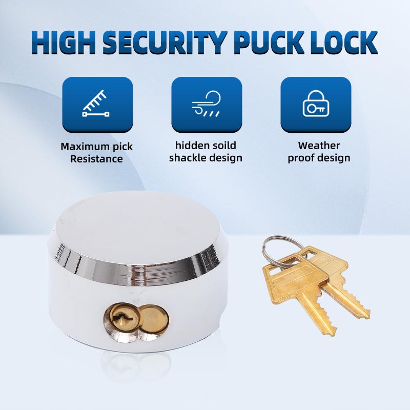 أقفال Mardili Lock المخفية للمقطورة مع مفاتيح على حد سواء، قفل عفريت 2-7/8 بوصة، قفل باب الشاحنات المتحركة والشاحنات، فولاذ صلب، عبوة من قطعتين - Image 4